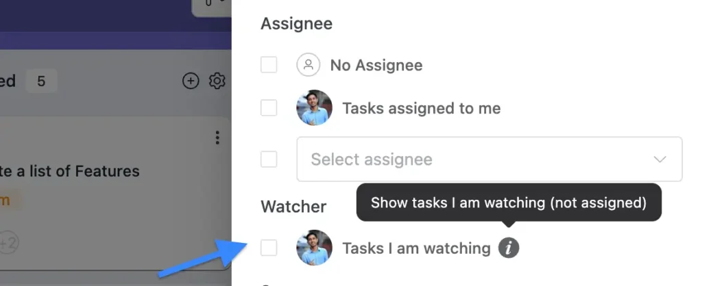 Filter tasks by watch